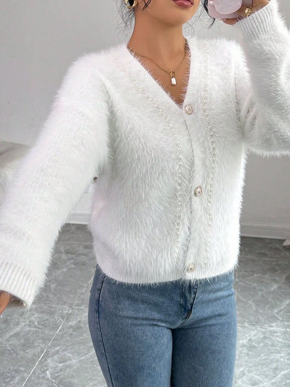 Cardigan SHEIN, alb