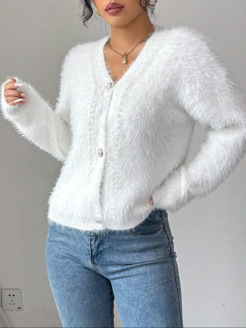 Cardigan SHEIN, alb