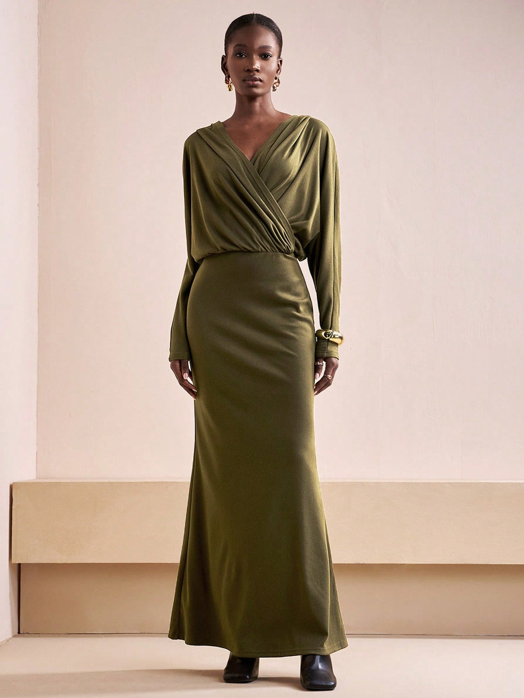 Rochie maxi SHEIN, kaki