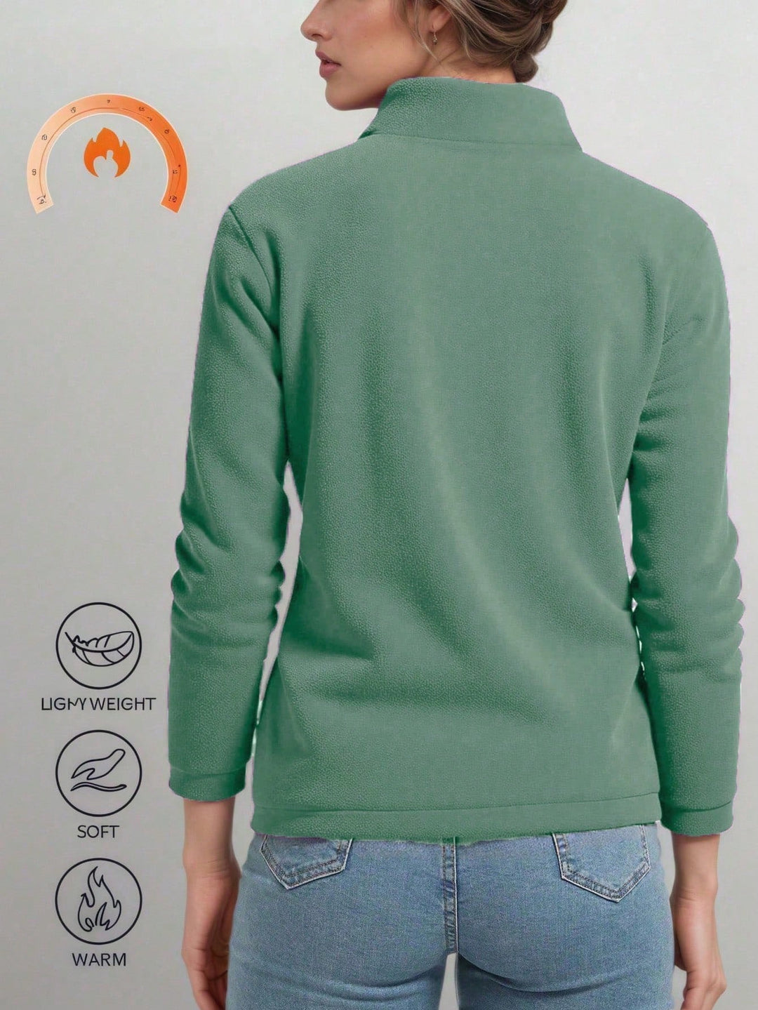 Hanorac cu fermoar SHEIN, verde