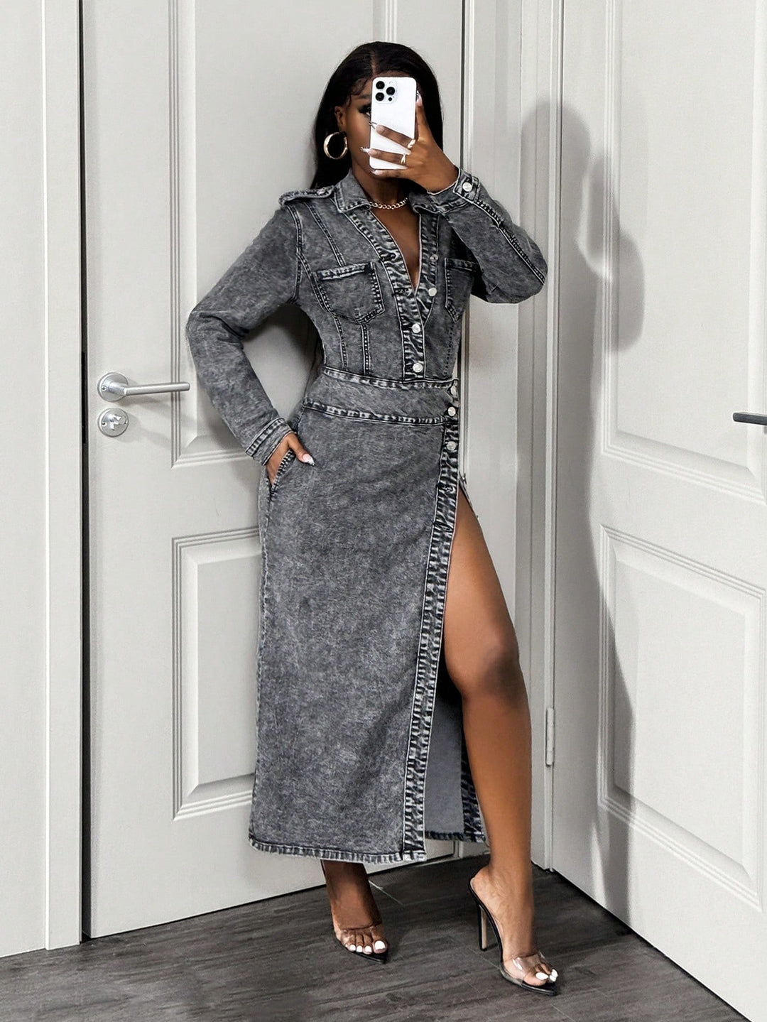 Rochie de blugi SHEIN, gri