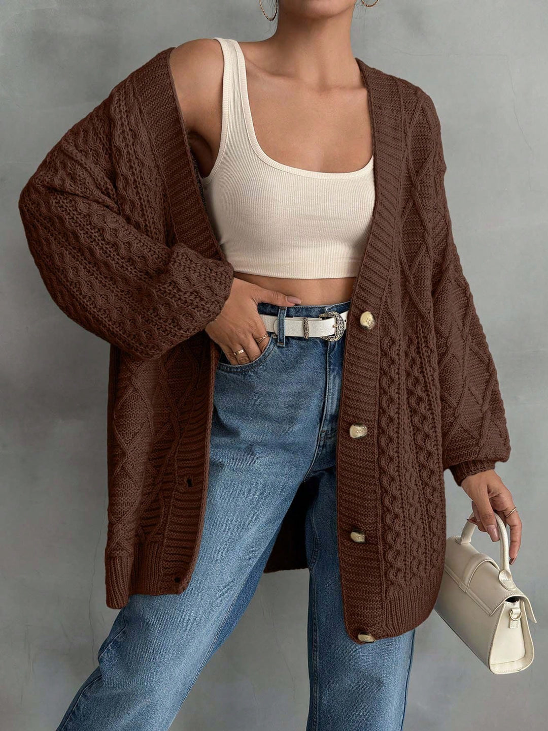 Cardigan SHEIN, maro