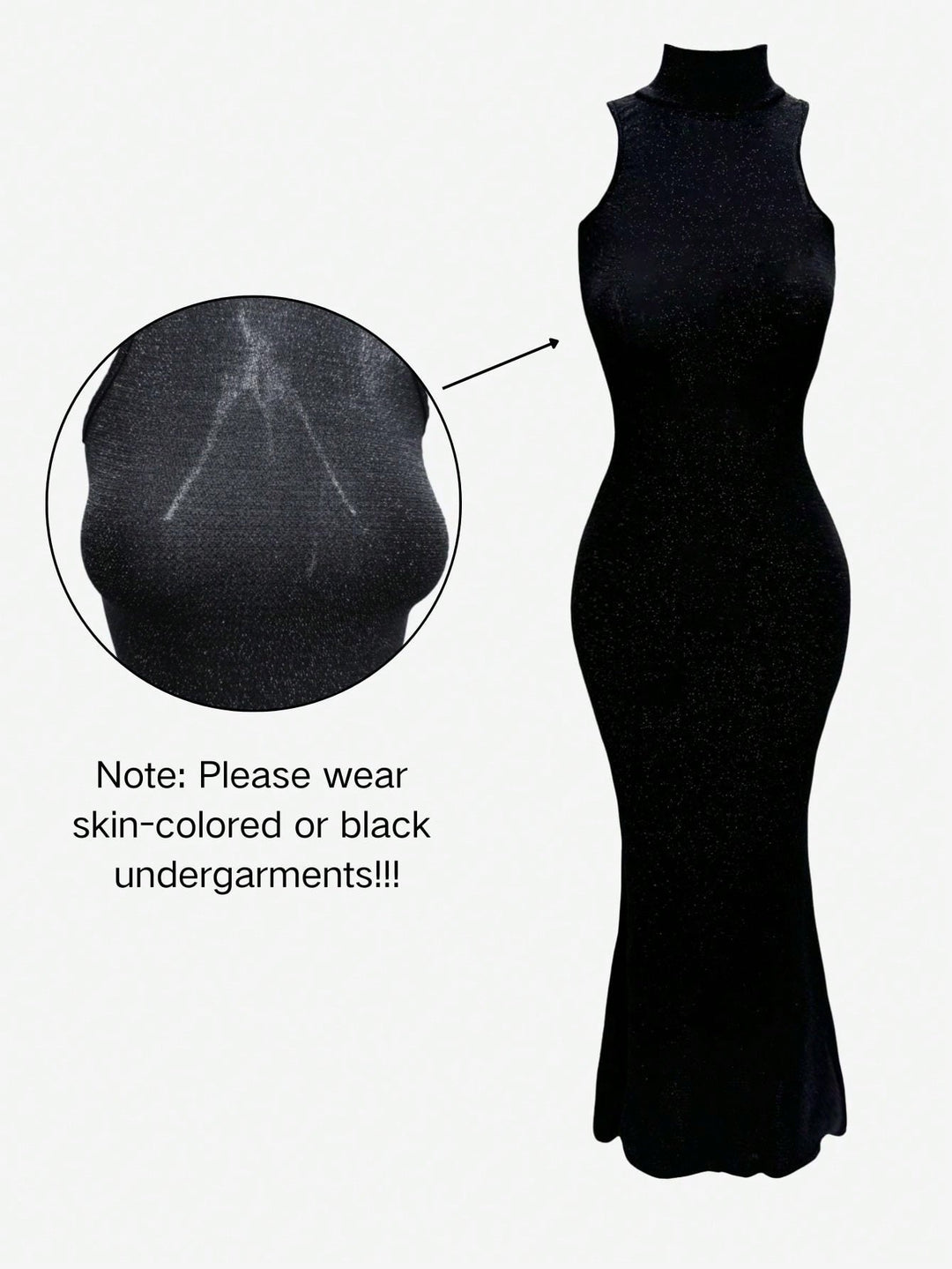 SHEIN maxi ruha, fekete