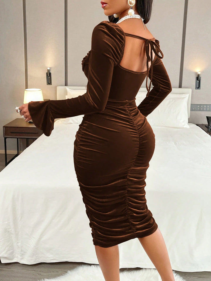 Rochie midi SHEIN, maro