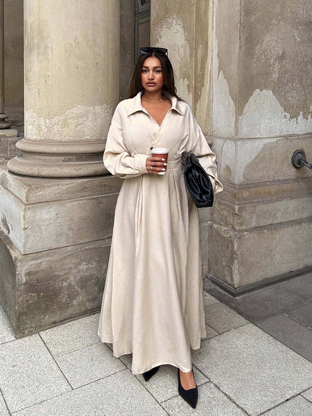 Rochie maxi SHEIN, crem