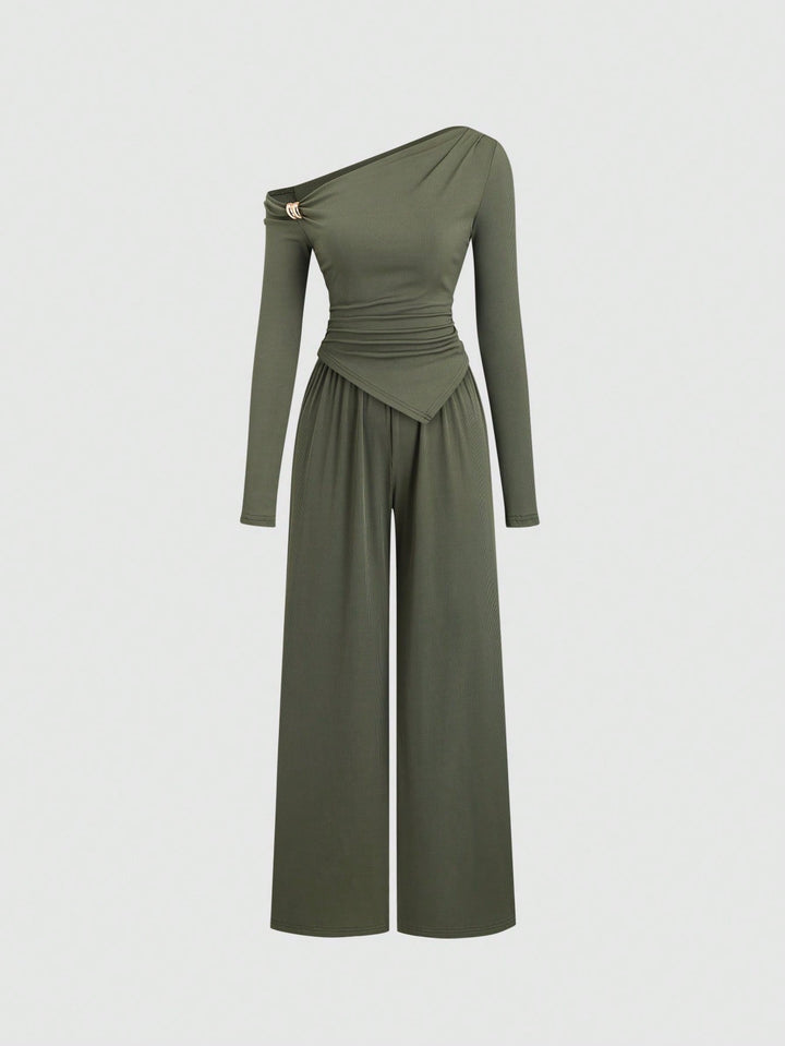 SHEIN nadrágkosztüm, khaki