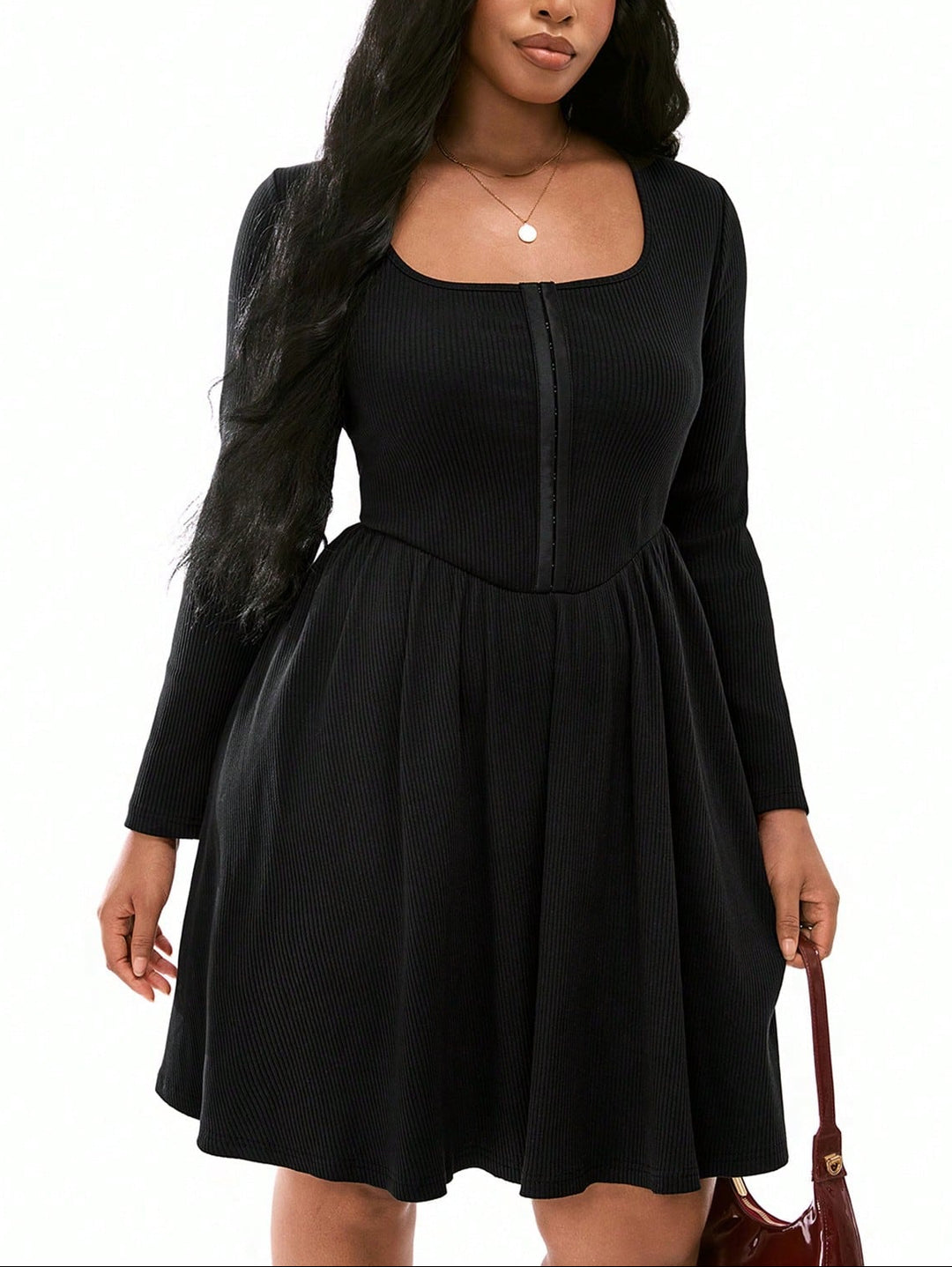 Shein Curve+ miniruha, fekete