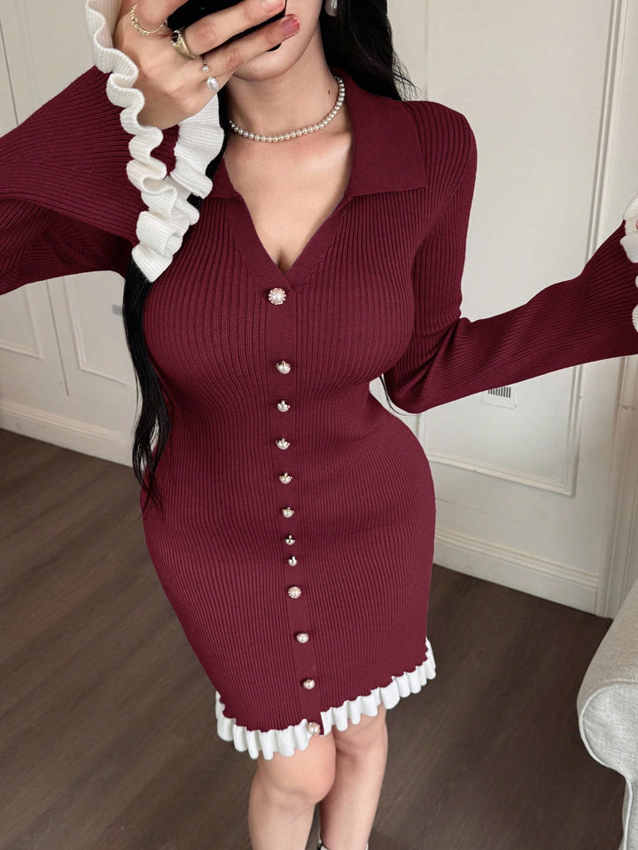 SHEIN miniruha, bordó