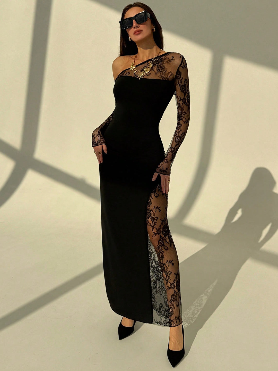 SHEIN maxi ruha, fekete