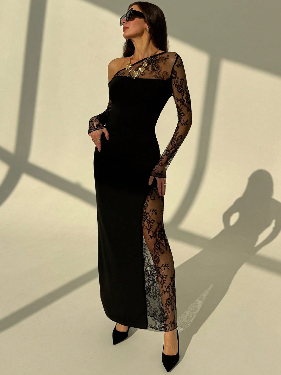SHEIN maxi ruha, fekete