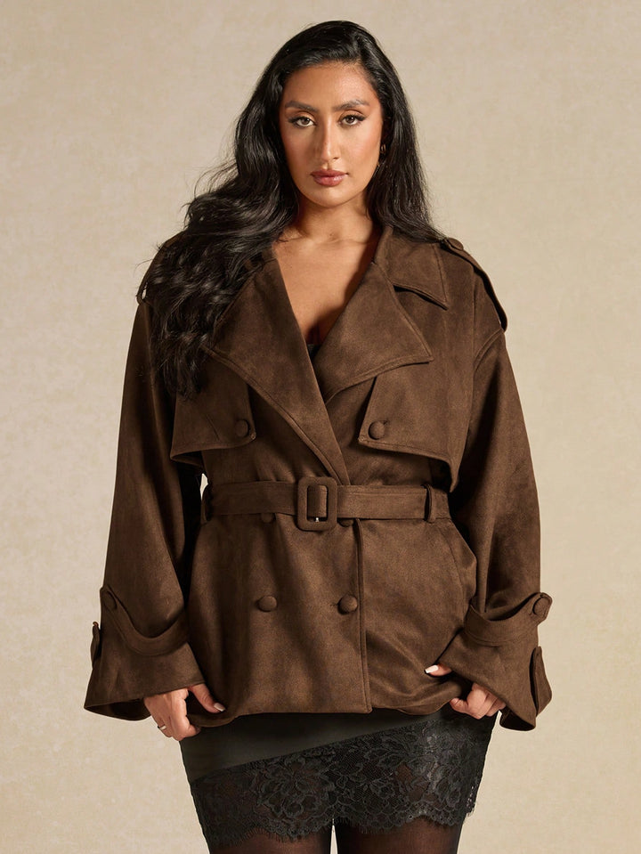 Trench scurt SHEIN, maro
