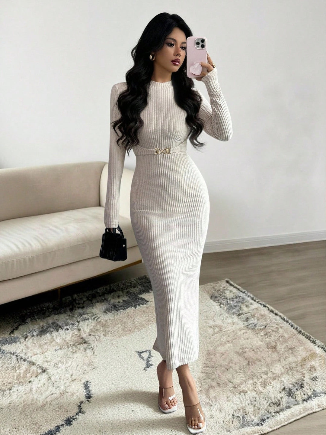 Rochie midi SHEIN, portocaliu