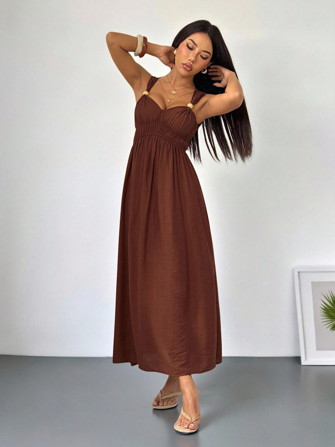 Rochie maxi SHEIN, maro