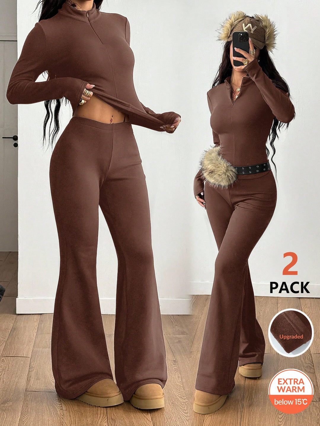 Pantaloni SHEIN, maro