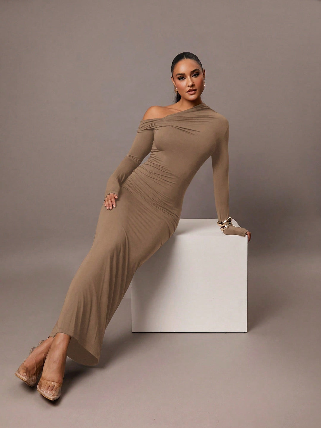 Rochie maxi SHEIN, bej