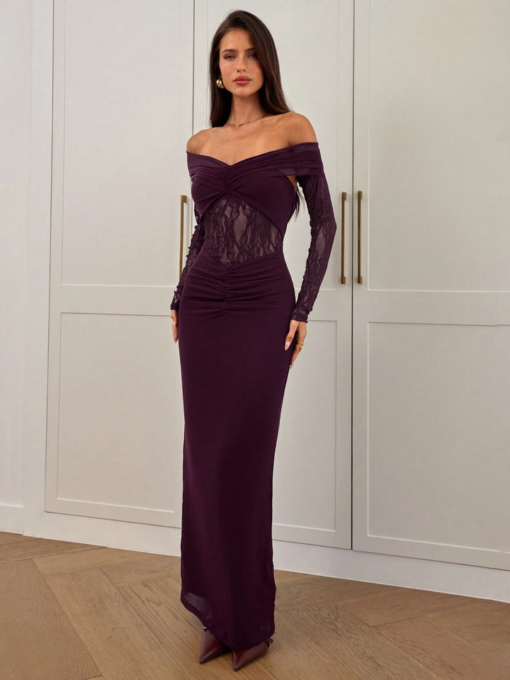 SHEIN bordó maxi ruha