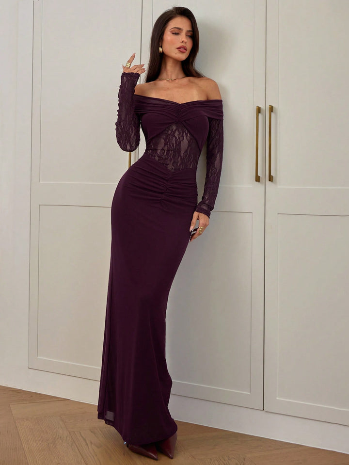 SHEIN bordó maxi ruha