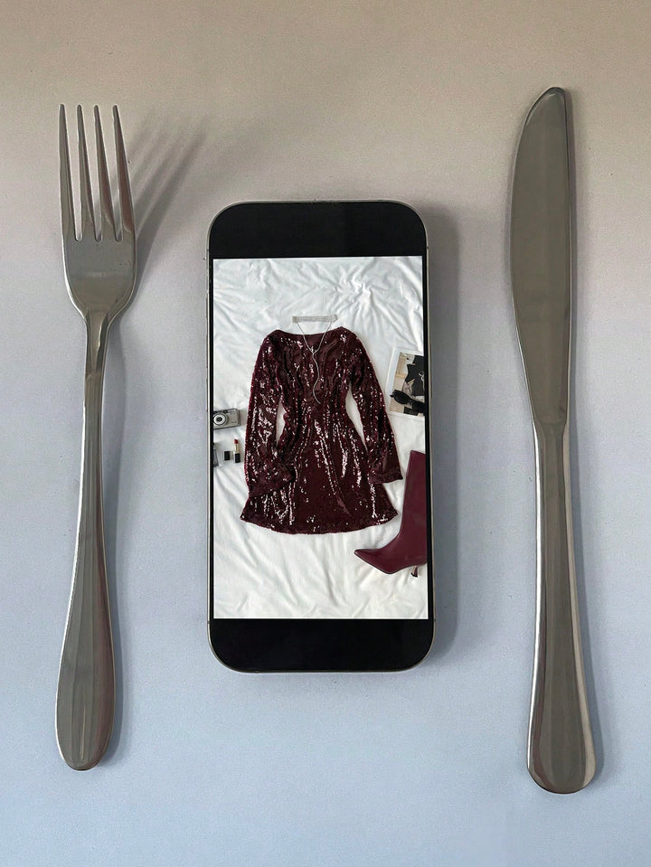 SHEIN bordó miniruha