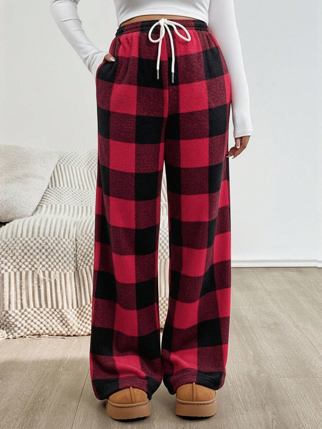 Pantaloni SHEIN, roșu