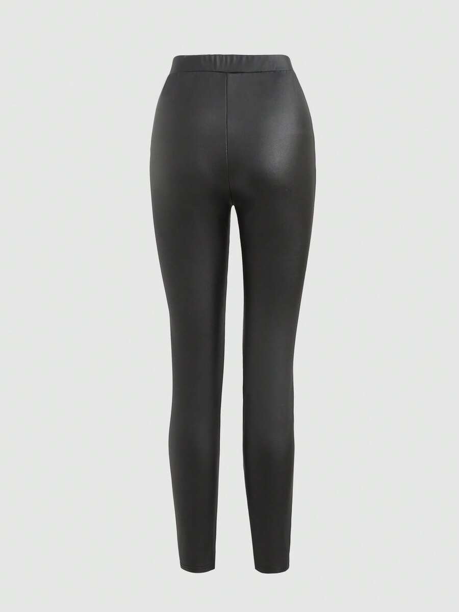 SHEIN Fekete Műbőr Leggings