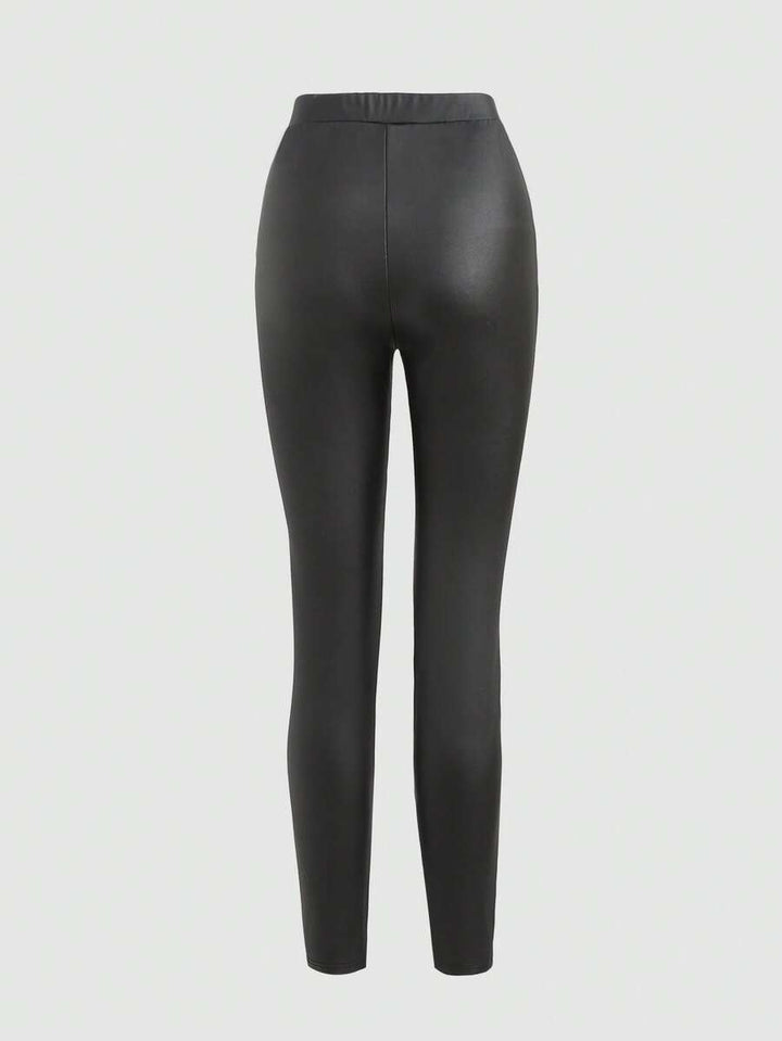 SHEIN Fekete Műbőr Leggings