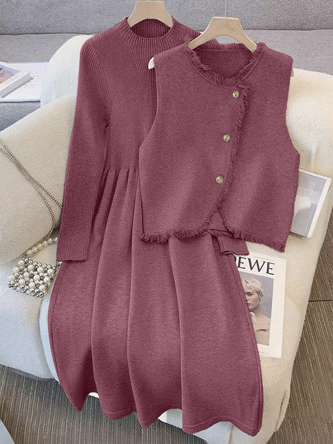 Set rochie și vestă SHEIN, mov