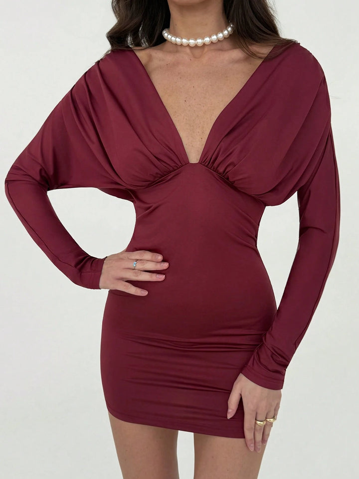 Shein mini ruha, bordó