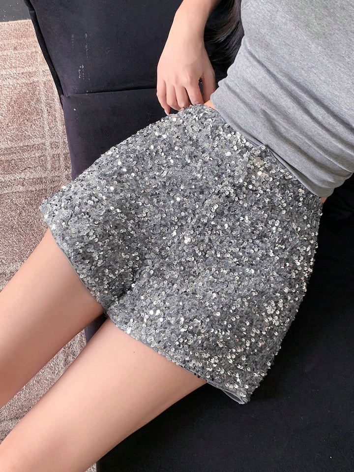 Pantaloni scurți SHEIN, argintiu