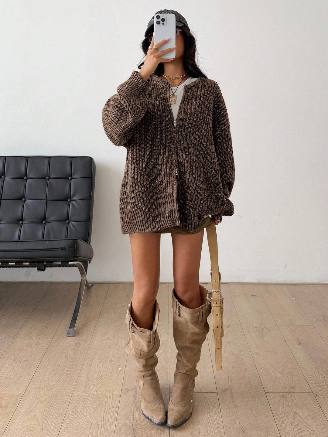 Cardigan SHEIN, maro