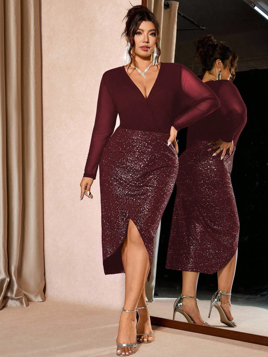SHEIN burgundi midiruha