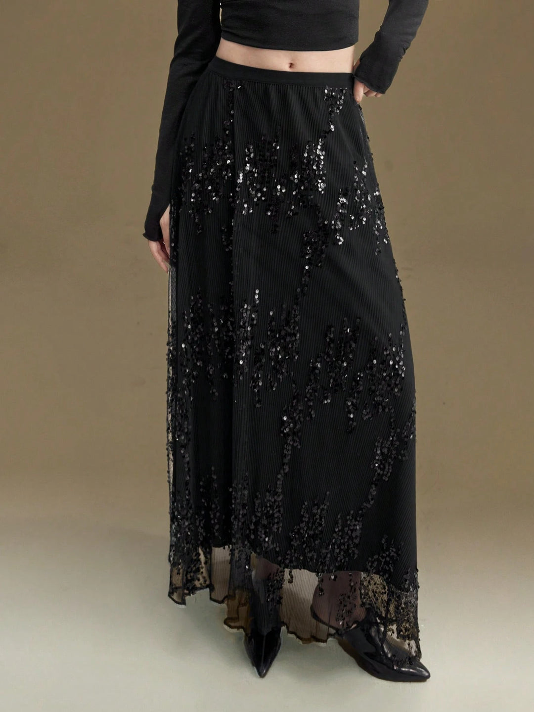 Shein maxi szoknya, fekete