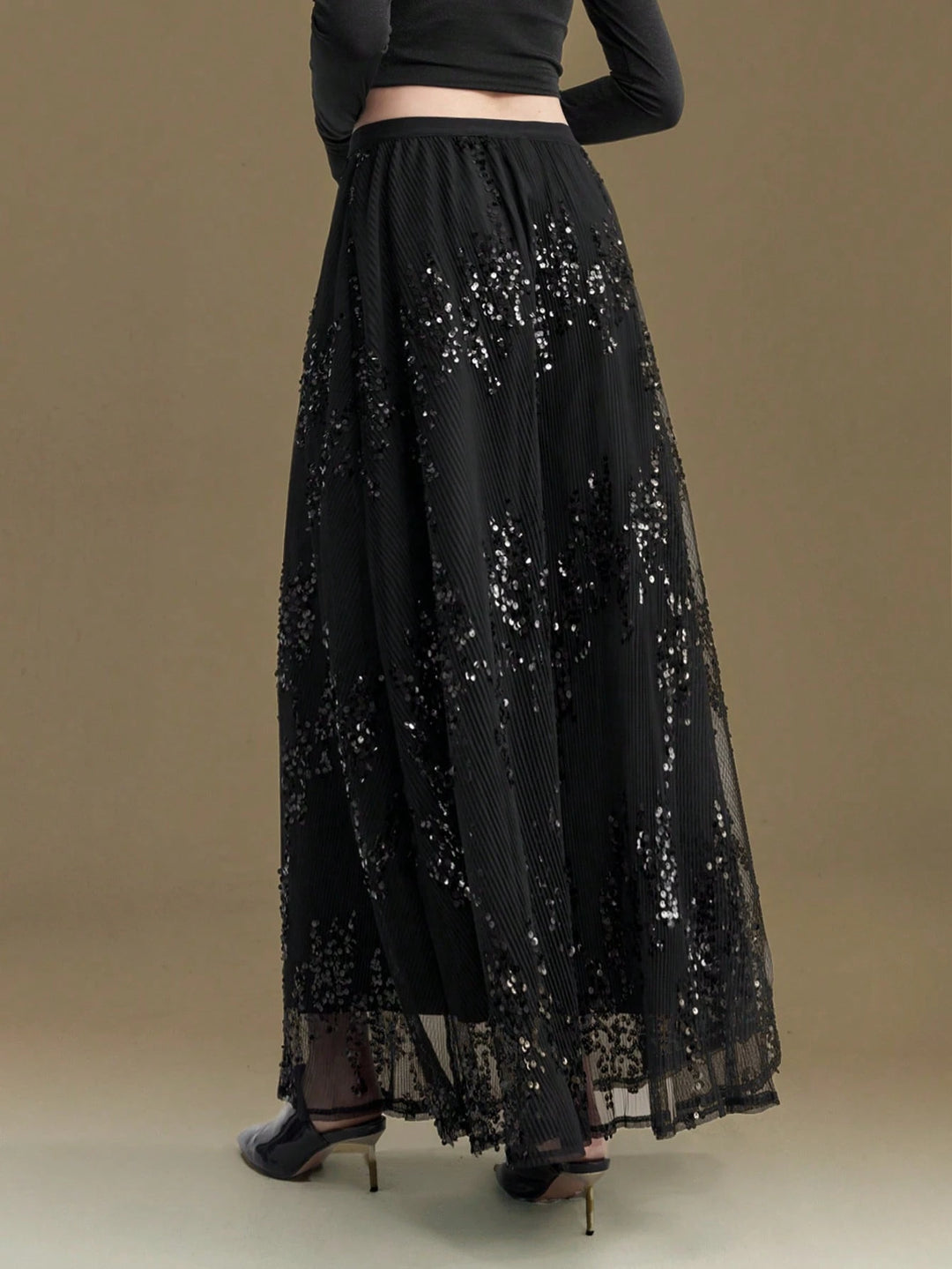 Shein maxi szoknya, fekete