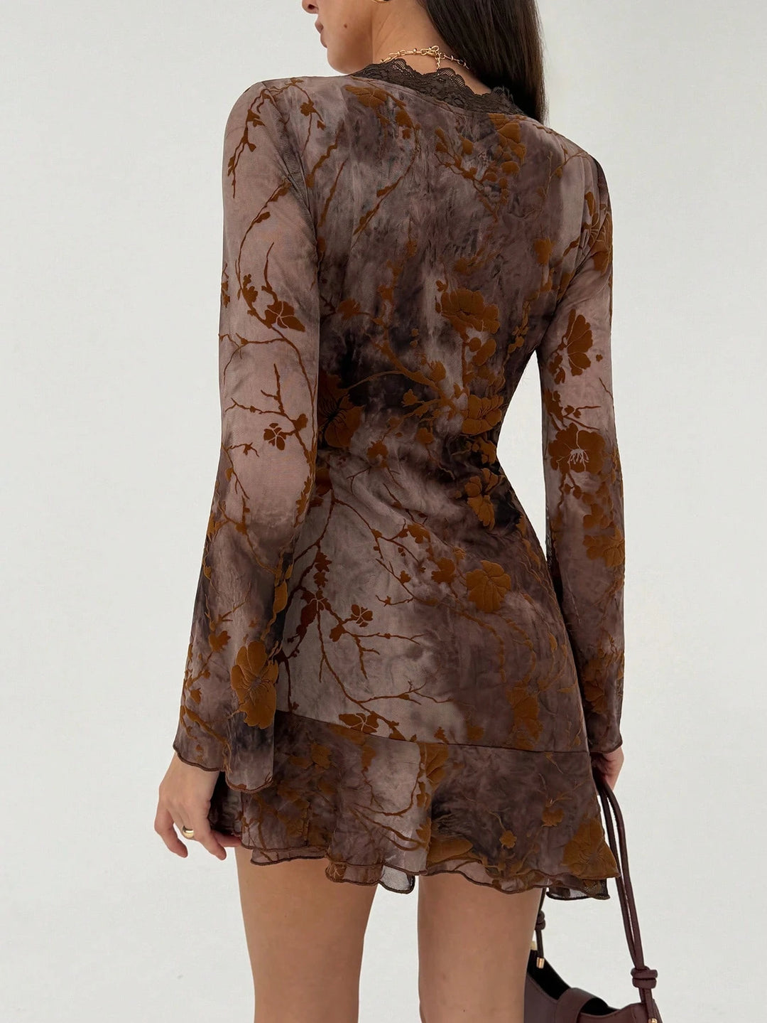 Shein mini ruha, barna