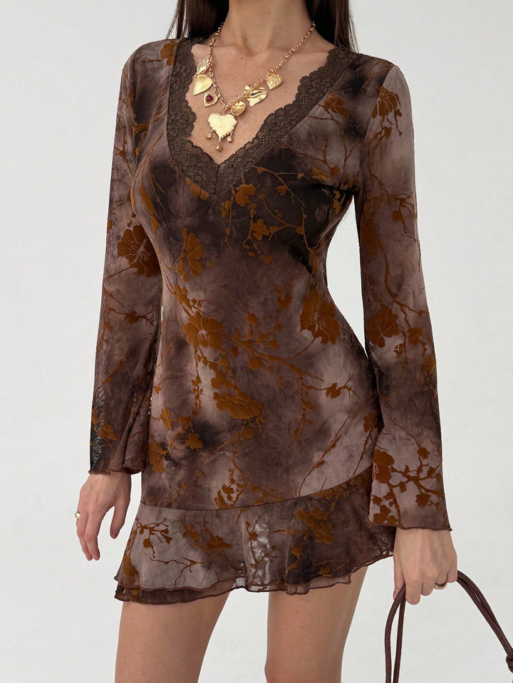 Shein mini ruha, barna
