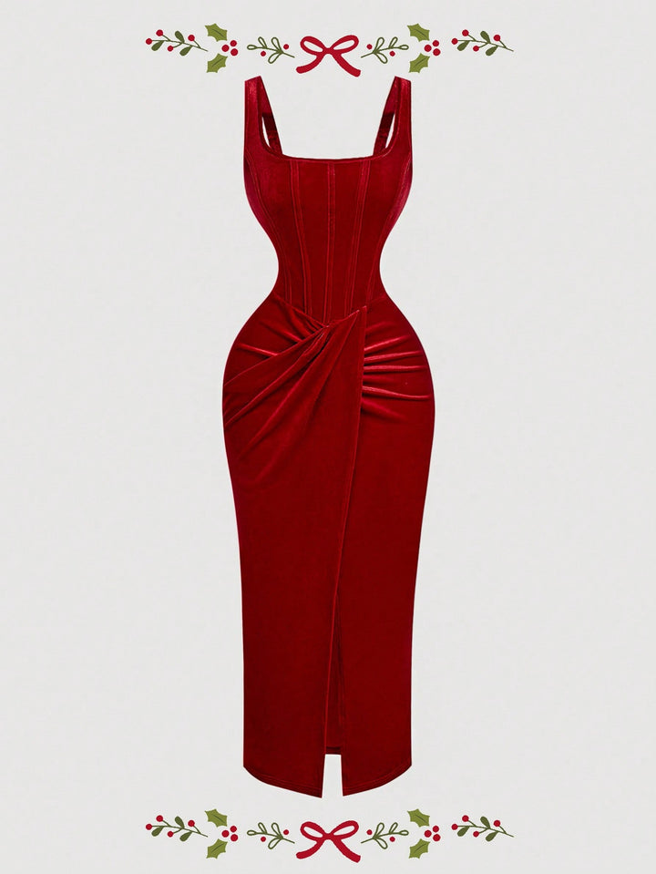 SHEIN piros midi ruha
