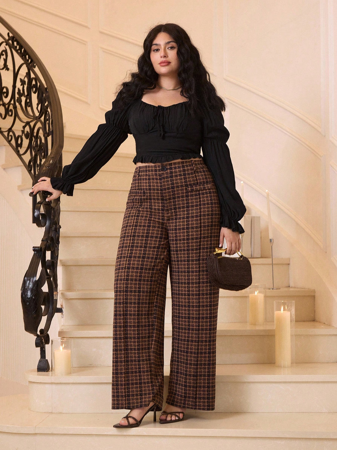 Pantaloni SHEIN, maro