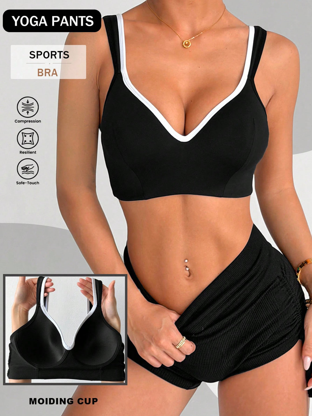 Bustieră sport SHEIN, negru
