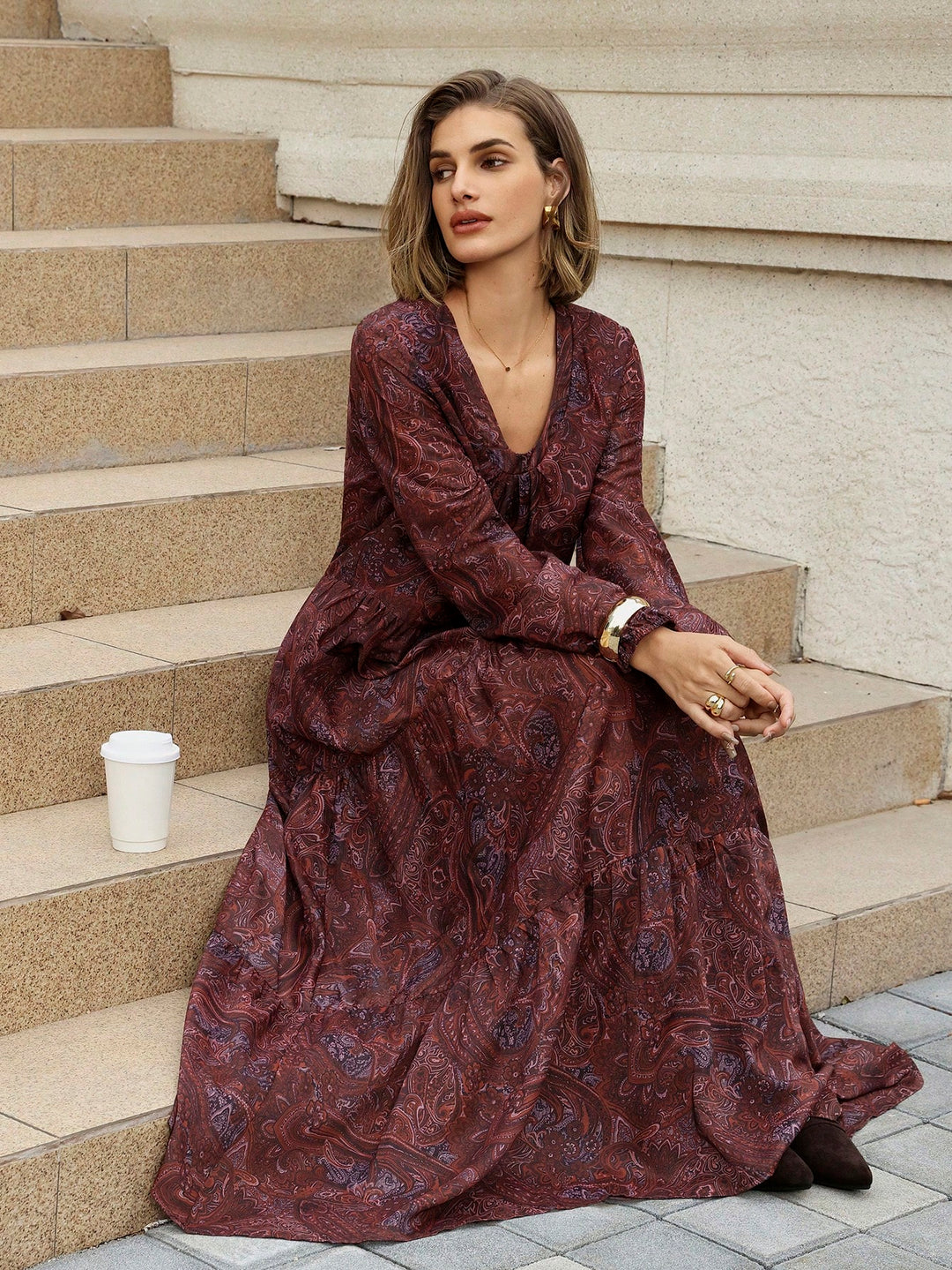 Rochie maxi SHEIN, maro