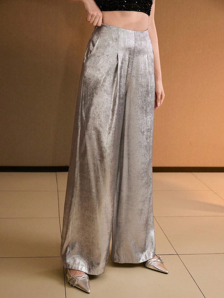 Pantalon SHEIN, argintiu