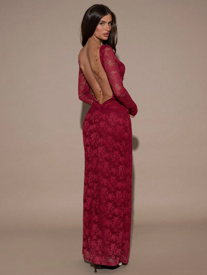 SHEIN Maxi ruha, bordó