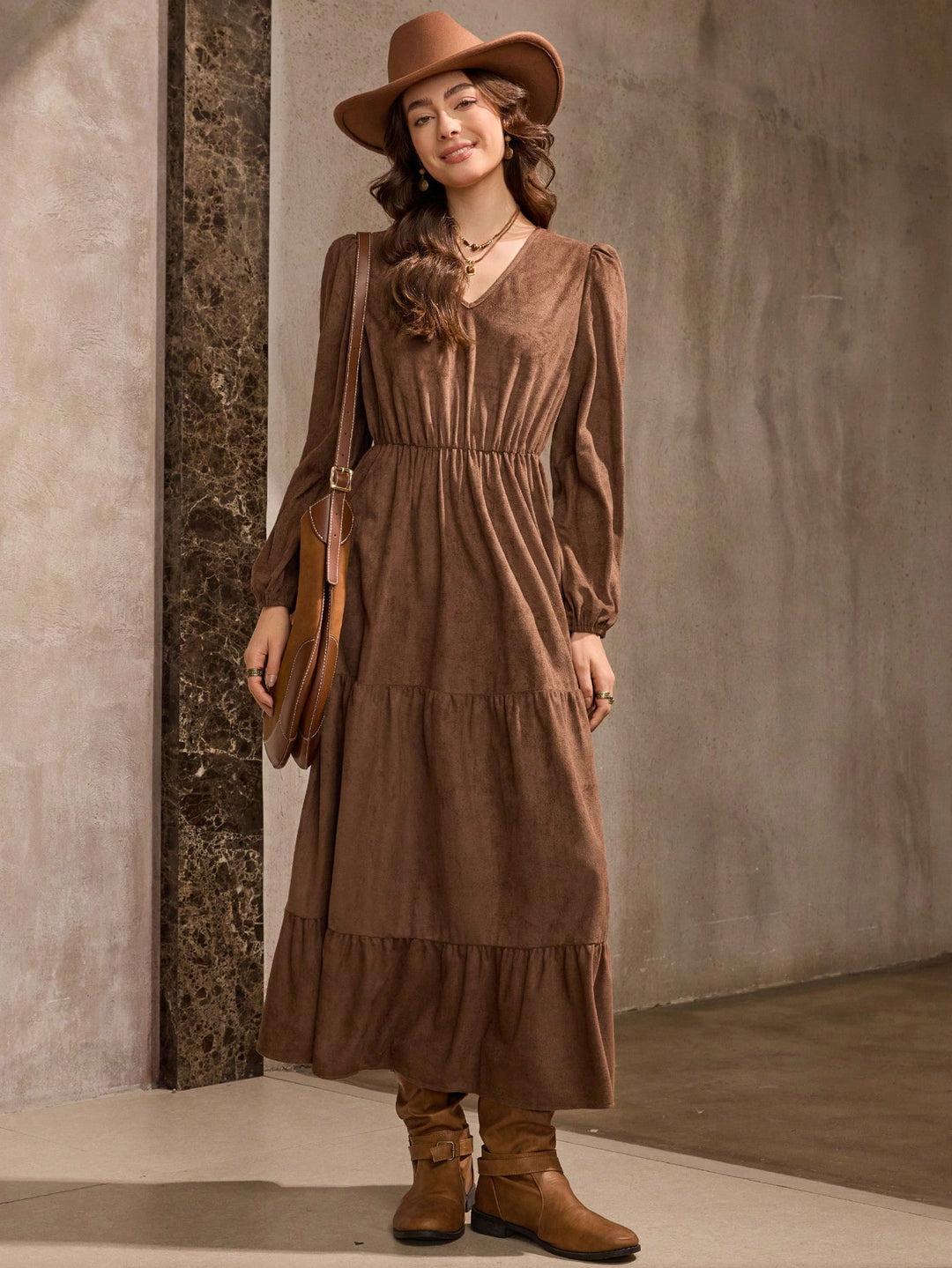 Rochie maxi SHEIN, maro