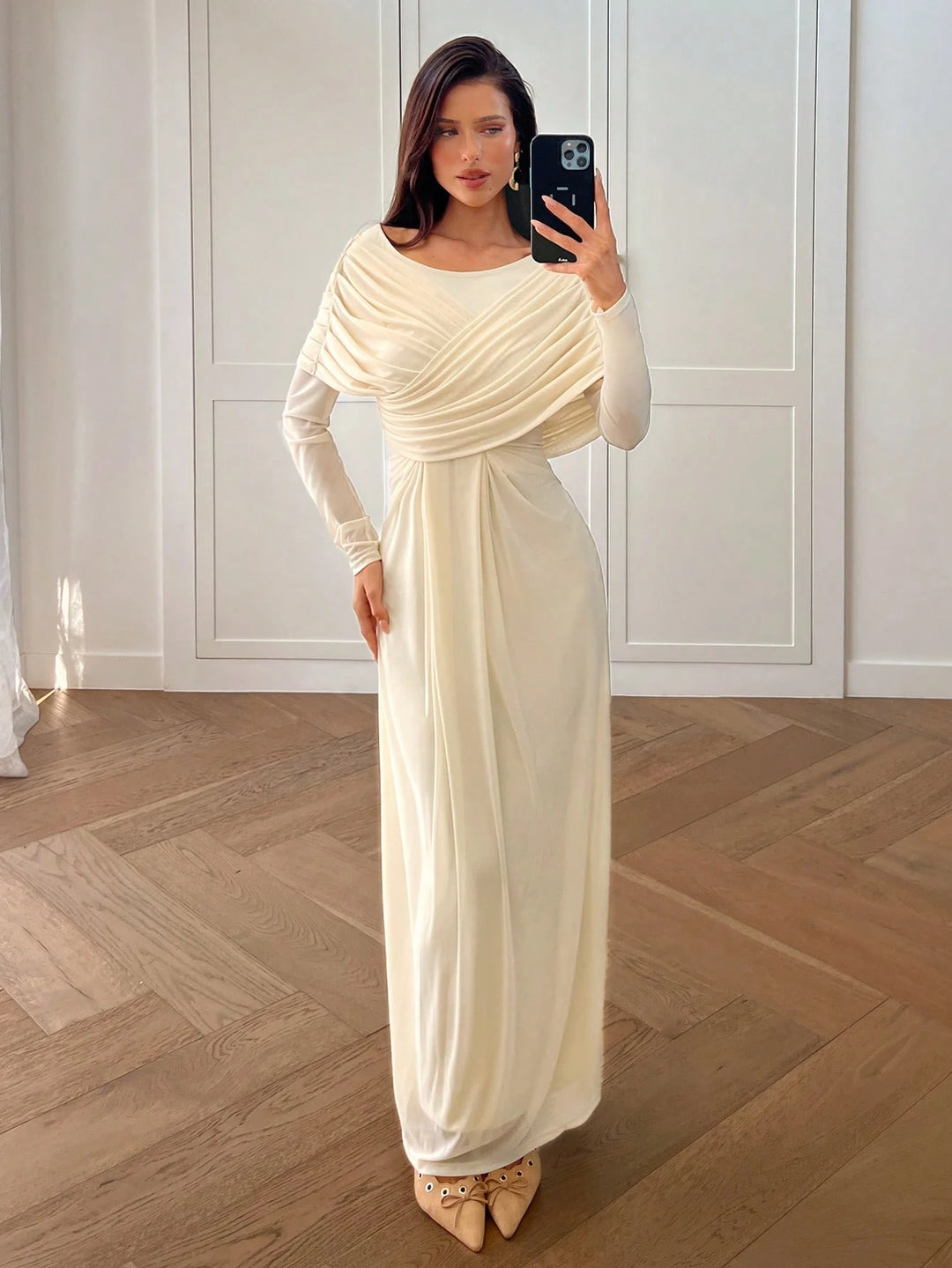 Rochie maxi SHEIN, crem