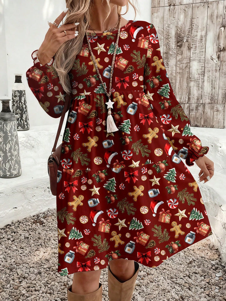 Shein Curve mini ruha, bordó