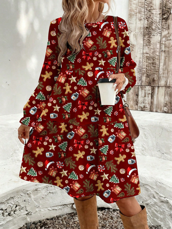 Shein Curve mini ruha, bordó
