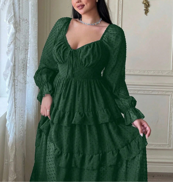 SHEIN zöld midiruha