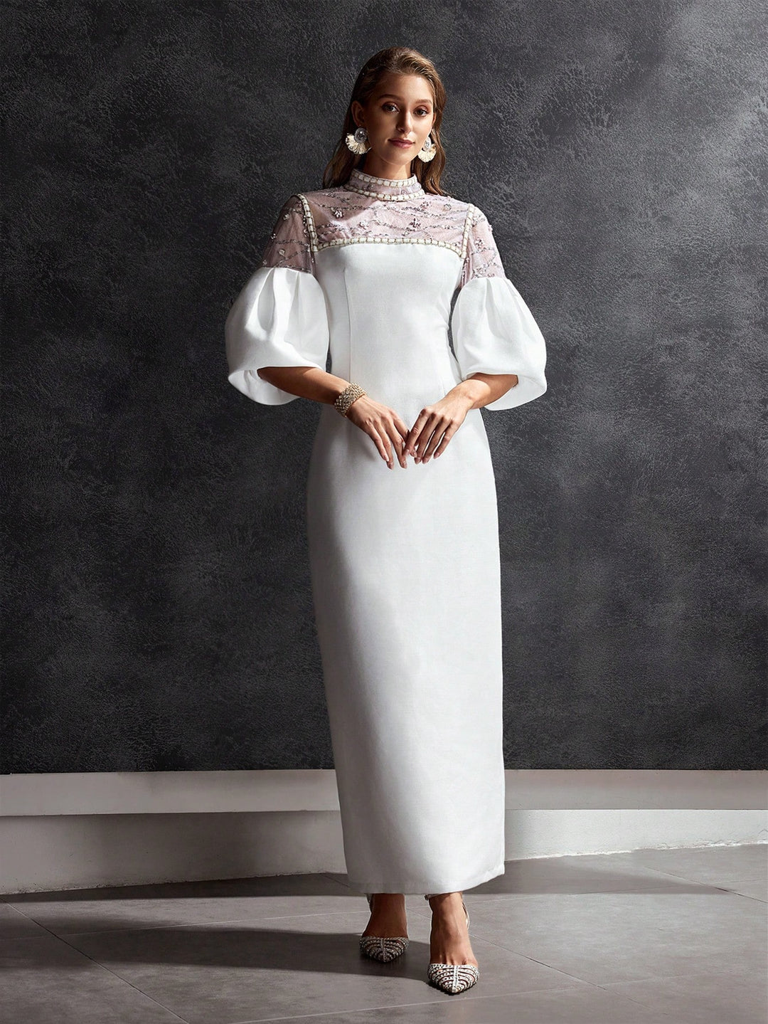SHEIN maxi ruha, fehér