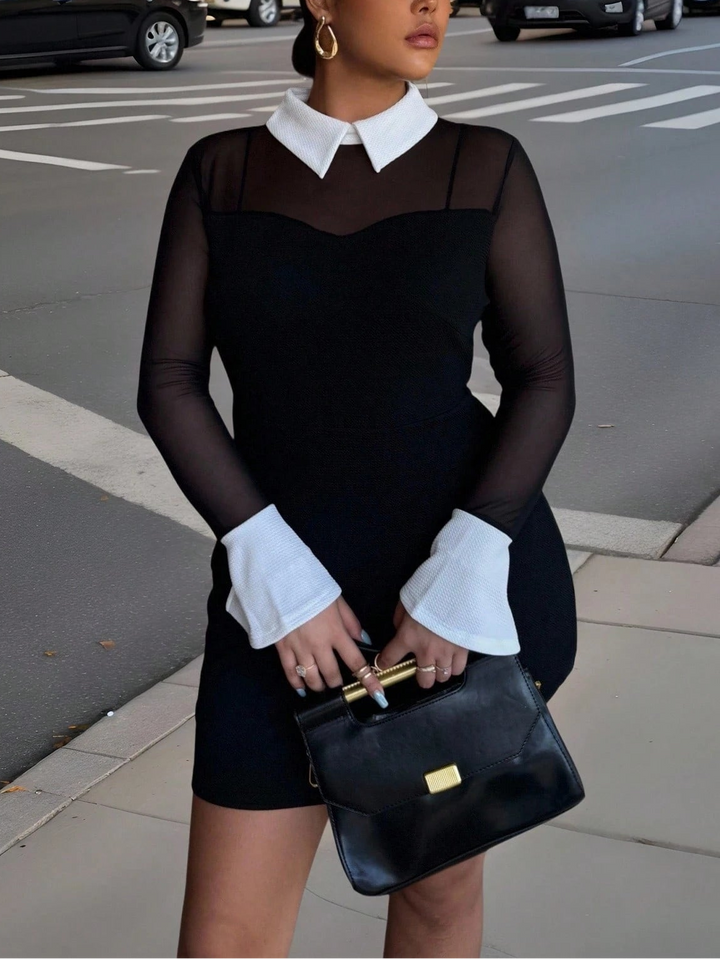 Shein Curve+ miniruha, fekete
