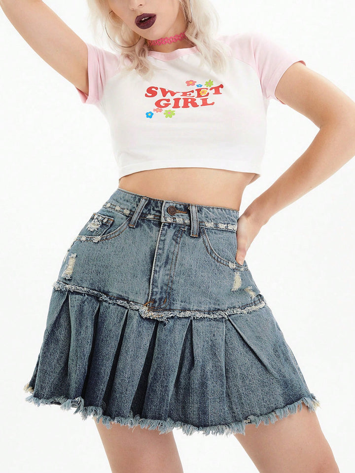 Shein Curve+ farmer szoknya, kék