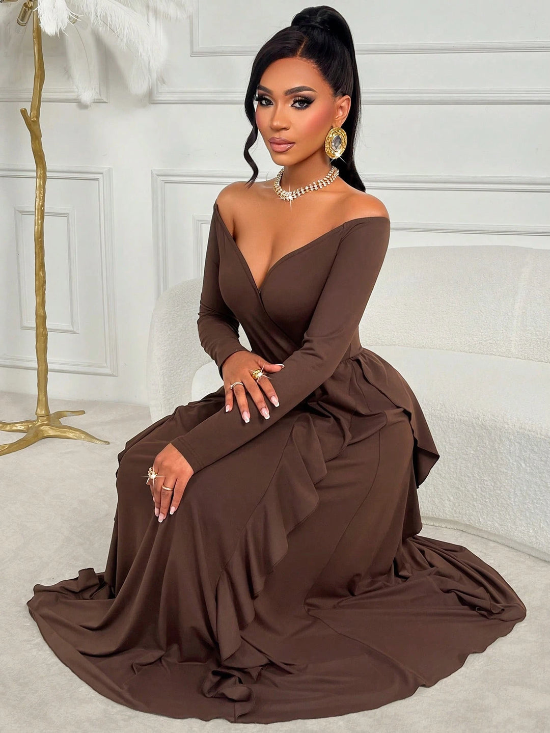 Rochie maxi SHEIN, maro
