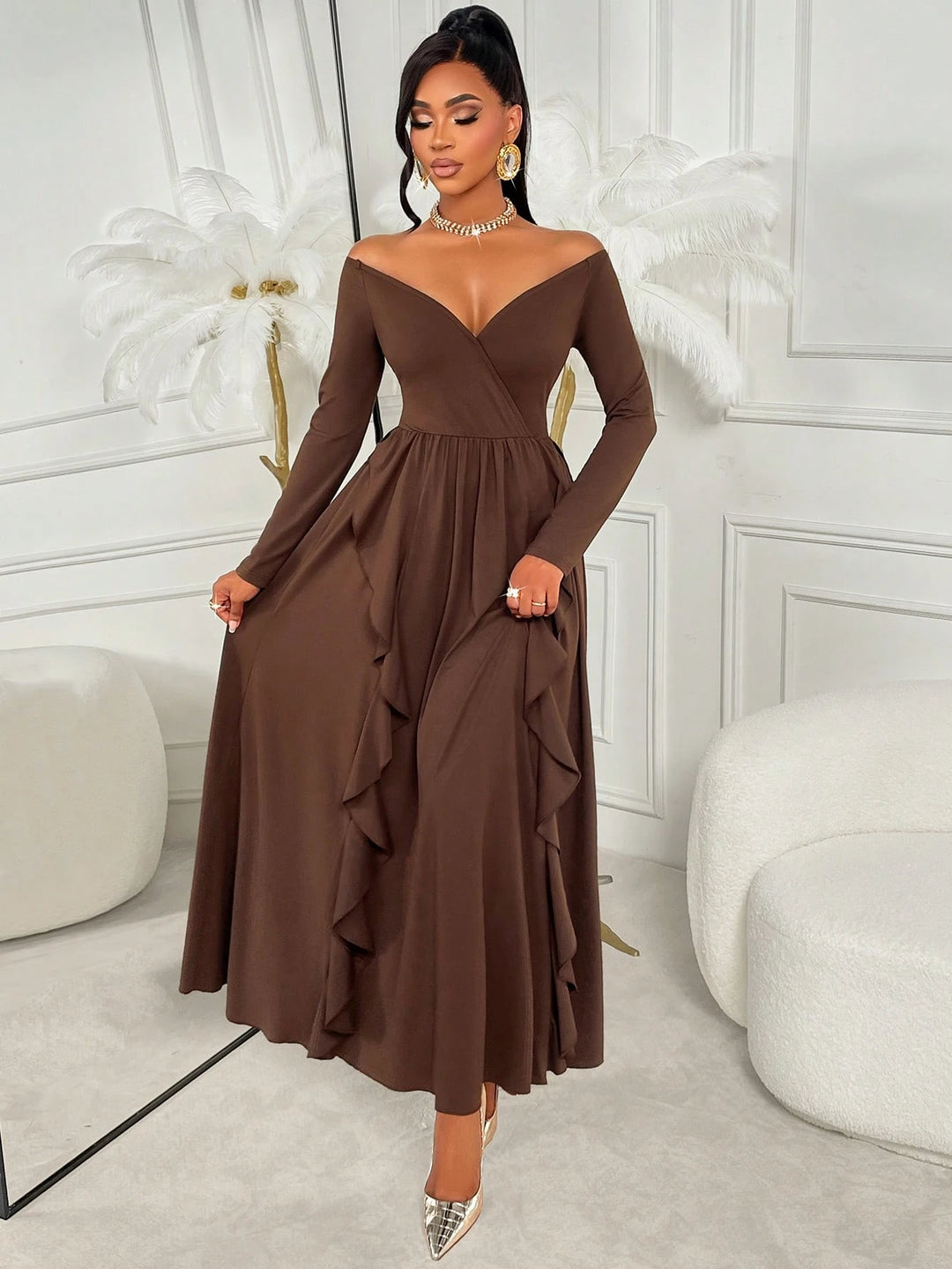 Rochie maxi SHEIN, maro